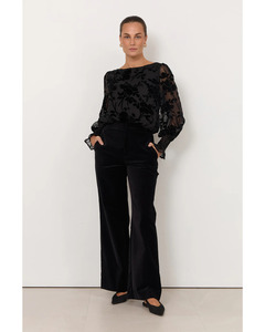 Adorne: Adorne - Nisha Velvet Pant (Black)