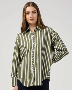 Madly Sweetly - Direction Stripe Shirt (Sage)