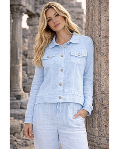 Lilliano - Italian Linen Crop Jacket (Blue) OS