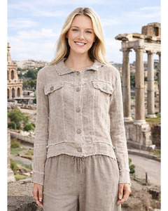 Lilliano - Italian Linen Crop Jacket (Brown) OS