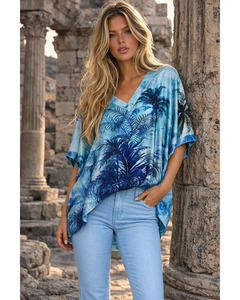 Lilliano: LILLIANO - Italian Silk/Viscoses Forna Print Top (OS)