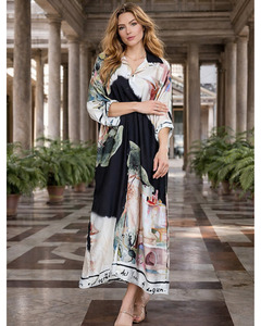 Lilliano: LILLIANO - Italian Relaxed shirt dress silhouette (Black) 1