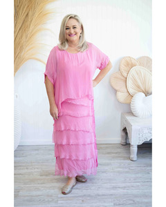 New Fashion 1: Maree Silk Dress Pink (Navy) OS