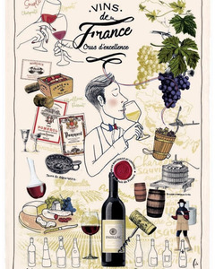 Home Decor: Provence - Tea towel Wine of France (48x72cm)