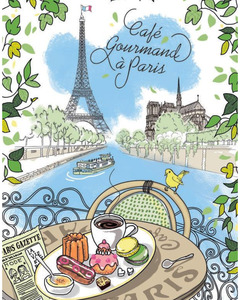 Home Decor: Provence - Tea towel Cafe Gourmand Paris (48x72cm)