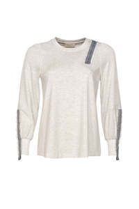 Madly Sweetly - Mixed Media Top (Silver Marle)