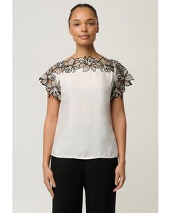 Once Was - Eleanor Wide Neck Top (Ivory)