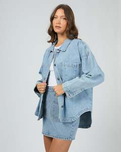 Tops: Dale Denim Shacket / Light Blue | All About Eve