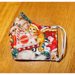 Face Masks: Christmas Face Masks 100% Cotton | Kitten Christmas