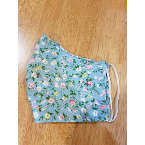 Face Masks: Face Masks - 100% Cotton - Light Blue Floral