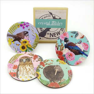 Crystal Ashley: Coasters: Printed Floral NZ Birds