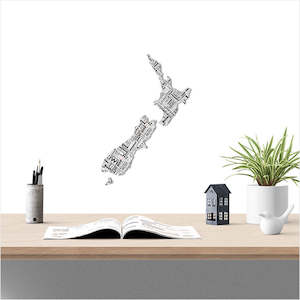 Crystal Ashley: NZ Map - Patterned Newspaper | Small