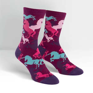Unicorns Fairys Mermaids: Female Crew Socks - Mythical Unicorn