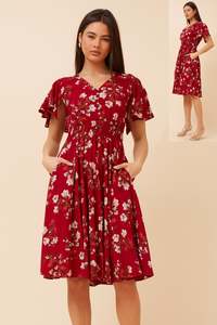 Summer Collection: Nightfall Florals Mini Dress | Red Floral