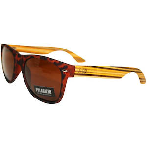 Suncare: Wooden Sunnies - Tortoise Shell w/ Striped Arms | Moana Rd