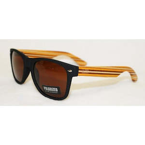 Suncare: Wooden Sunnies - Black w/ Striped Arms | Moana Rd
