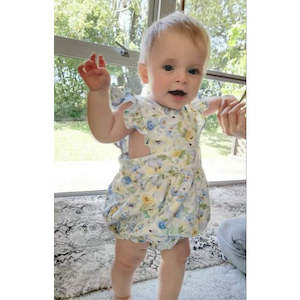 Kode Kids 1: Polly Romper - Blue / Yellow Florals