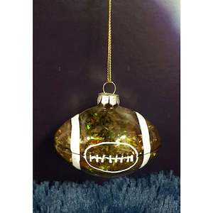 Fathers Day: Glass Hanging Rugby Ball | Christmas Decor