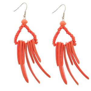 Spike & tiny bead Earrings | Orange