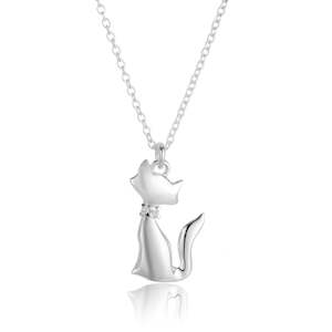 Pet Jewellery Collection: Sterling Silver Cat Pendant with Cubic Zirconia Collar