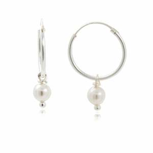 Freshwater Pearls: Sterling Silver Faux Pearl Sleeper Earring