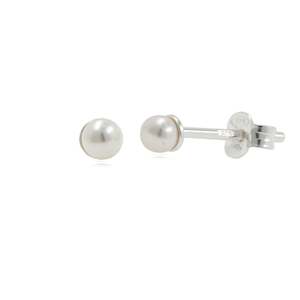 Sterling Silver 3mm Faux Pearl Stud Earrings
