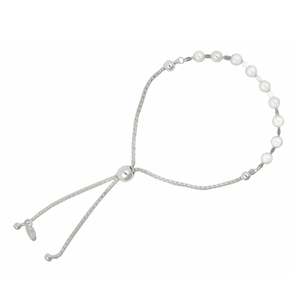 Sterling Silver Faux Pearl Friendship Bracelet