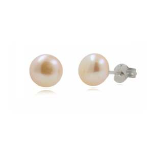 Freshwater Pearls: Sterling Silver Natural Pink Fresh Water Pearl Studs 7mm