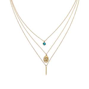 Stainless Steel  Gold Tone 3 Layer Necklace