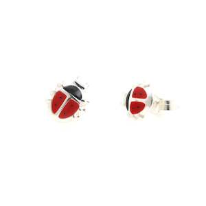 Gifts: Sterling Silver Enamel Ladybug Earrings & Gift Box