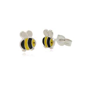 Sterling Silver Enamel Bee Earrings & Gift Box