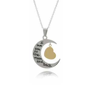Gifts: Stainless Steel Moon & Back Necklace