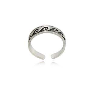 Body Jewellery: Sterling Silver Wave Toe Ring