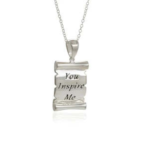 Sterling Silver You Inspire Me Scroll Pendant