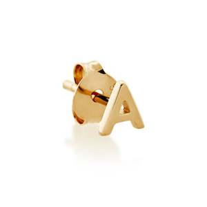 9ct Gold Petite Block Initial A Single Stud Earring