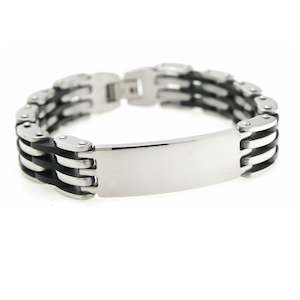Mens Jewellery: Stainless Steel Men's Two Toned Link Magnetic Bracelet 20.5cm
