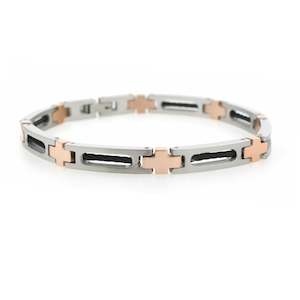 Mens Jewellery: Stainless Steel Two Toned Men's Bracelet 20.5cm