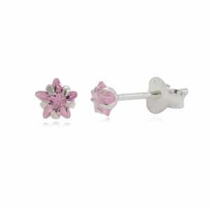 Childrens Jewellery: Sterling Silver Pink CZ Star Stud Earrings