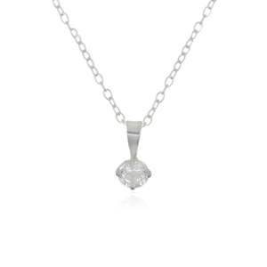Childrens Jewellery: Sterling Silver 4mm CZ Pendant & Chain