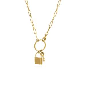Petites: Stainless Steel Gold Padlock Chain