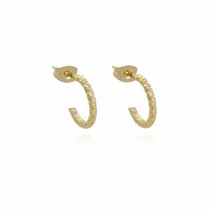 Petites: Stainless Steel Gold Stud Hoop Earrings