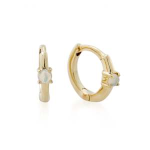 Petites: 9ct Gold Natural Opal Huggie Earring