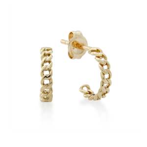 Petites: 9ct Gold Petite Chain Link Stud Hoop Earring