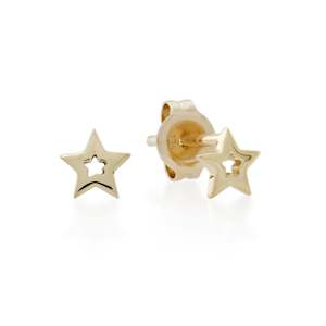 Petites: 9ct Gold Petite Open Star Stud Earrings