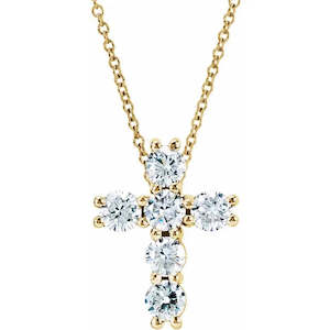 14ct Yellow Gold lab Grown Diamond Set Cross 3/4ct TW