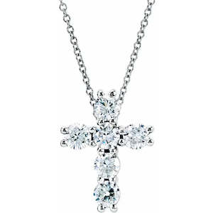 14ct White Gold lab Grown Diamond Set Cross 3/4ct TW