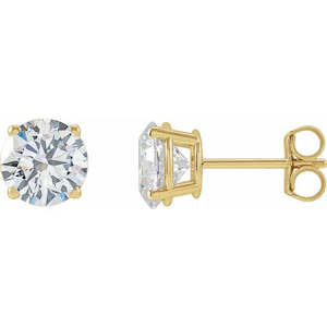 14ct Yellow Gold Lab Grown Diamond 4 Claw Studs 2ct TW