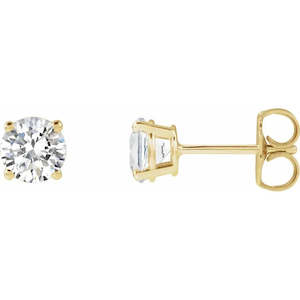 14ct Yellow Gold Lab Grown Diamond 4 Claw Studs 1ct TW