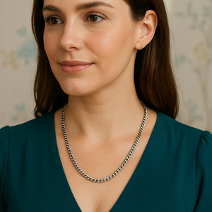 Mens Jewellery: Stainless Steel Curb Chain Necklace 55cm