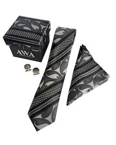 Accessories: Boxed Tie Set  - Black / Silver